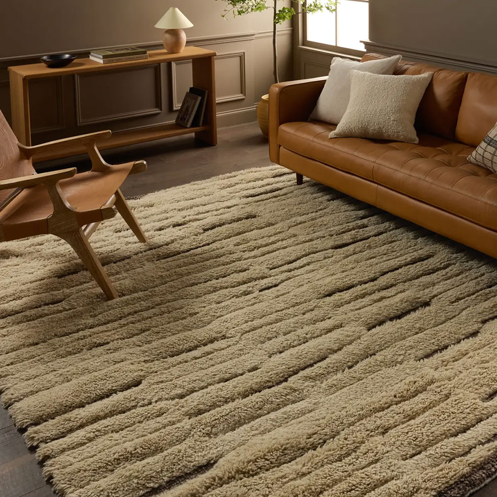 white, grey, black, checkered pattern shag rug