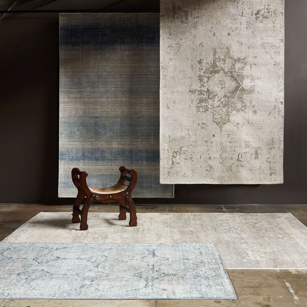 white rug with a light pattern