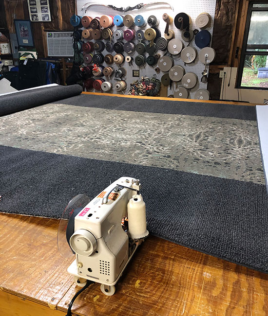 Workshop with rug binder