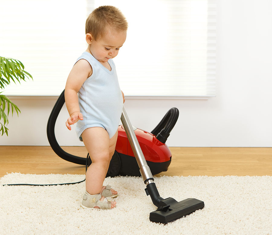 baby boy vacuuming