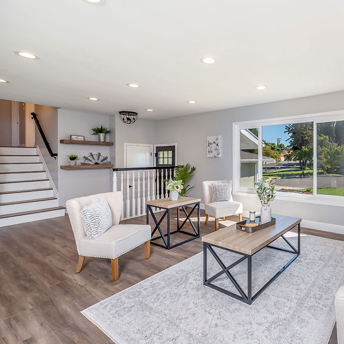 living room with pretty rug